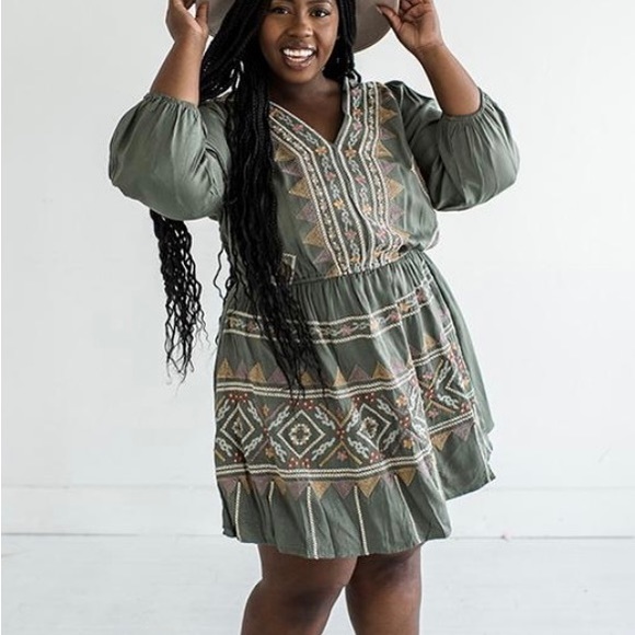 Cute boho dress ordered from Livy and Kate in Texas. Olive green. - Picture 2 of 5